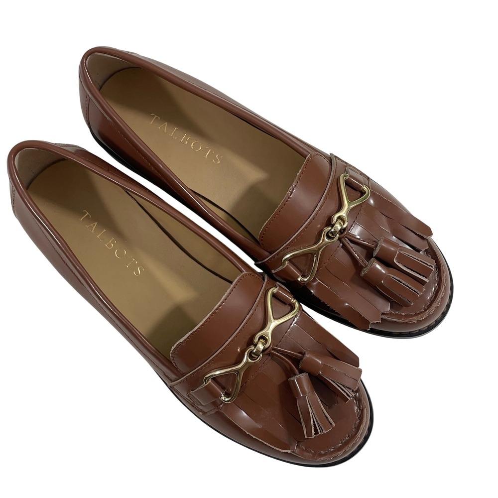 NEW Talbots Women's Shoes Laura Tasseled Leather Loafers Brown Size 5.5M